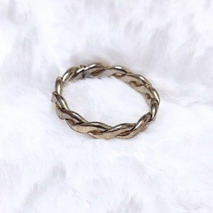 Braided twist antiqued gold ring size 8